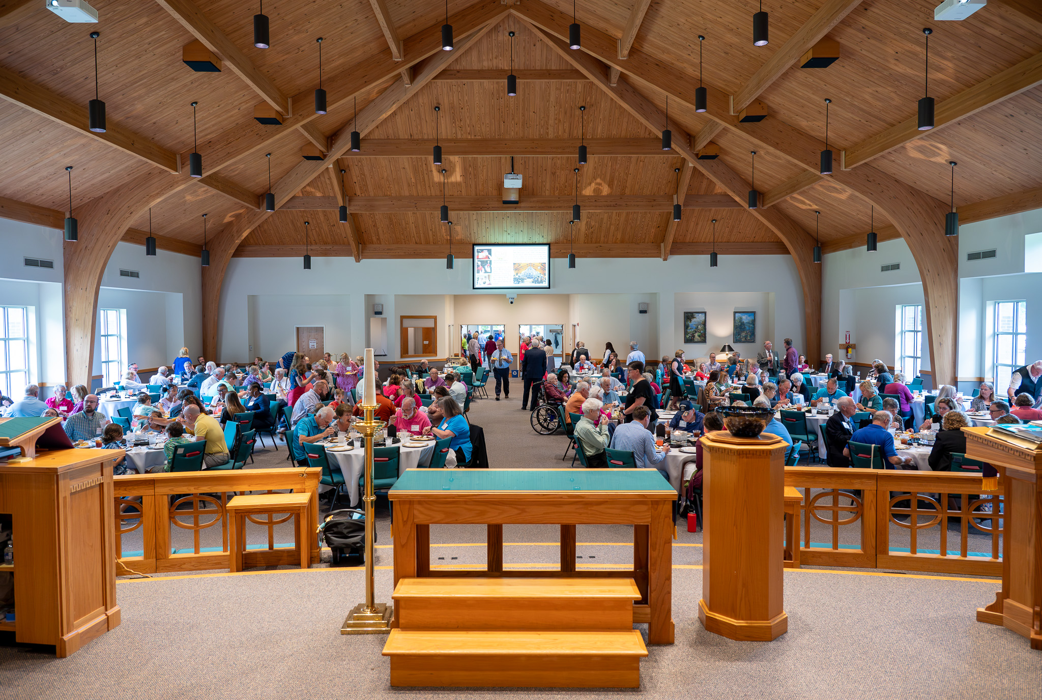 People attending an event at the First United Methodist Church of Elon.